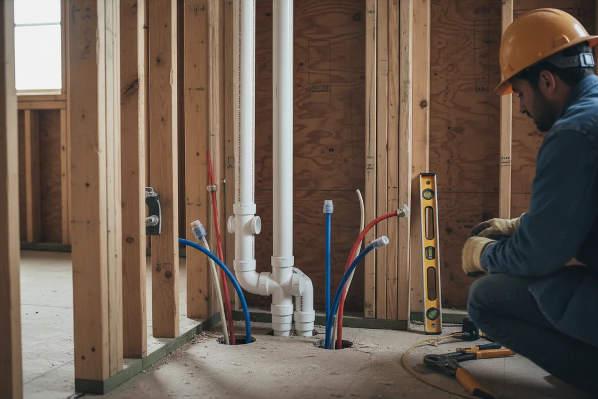 Drain and supply rough-in during Drain Cleaning in Burt