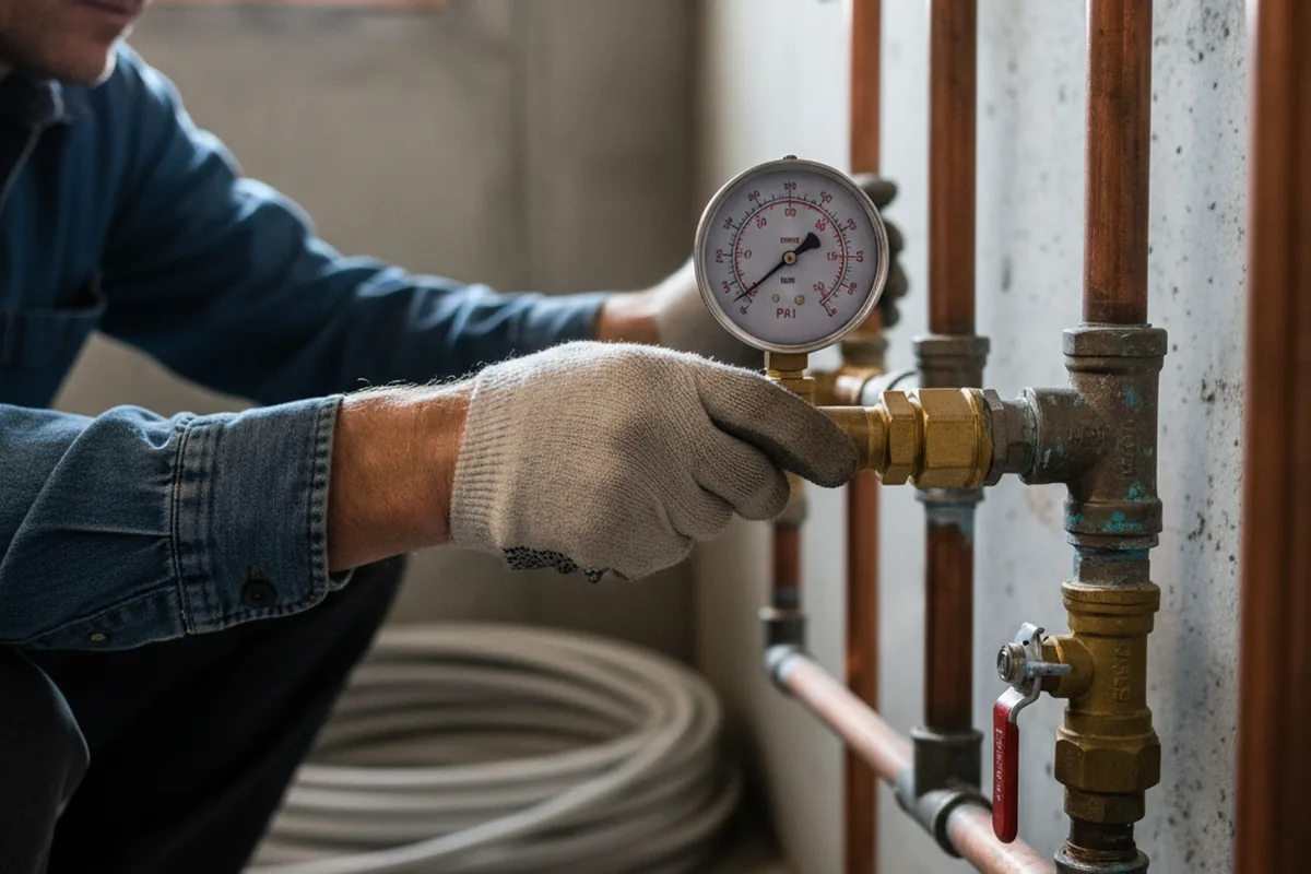 Pressure testing a repaired line during Water Line Repair in Burt